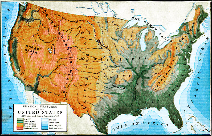 United States Map With Capitals And Landforms